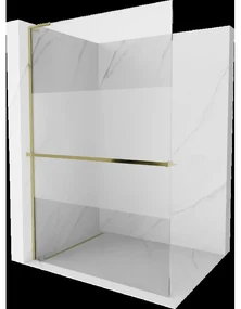 Mexen Kioto+ L priehradka sprchová so zásuvkou Walk-in 120 x 200 cm, transparentné/mrznúce, zlaté - 800-120-123-50-35