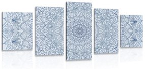 5-dielny obraz detailná ozdobná Mandala v modrej farbe - 200x100