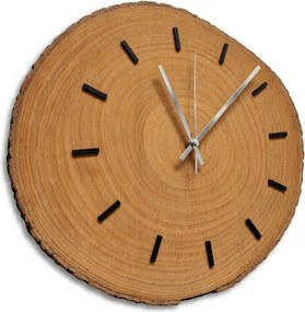 Nástenné hodiny z kmeňu stromu s originálnou kôrou  | KOTO: Amber - 3072 26-29 cm 4815-115591 KOR008-29-AMBER