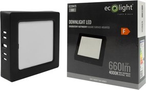 LED prisadený stropný panel – štvorec, 6 W, 660 lm, čierny