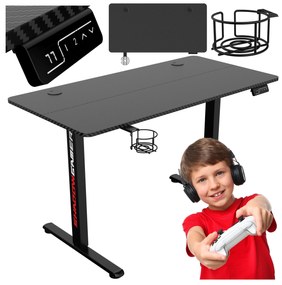 Výškovo nastaviteľný elektrický herný stôl SHADOW GAMER 1.0 120 cm čierny