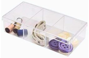 Organizér na drobnosti, 3 priehradky, s vekom, transparentný CURAPROX, 20 x 7 x 4