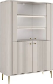 Vitrína Vesper 103 cm štvordverová - kašmír / zlaté nohy