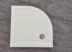 Erga Laos, štvrťkruhová sprchová vanička 90x90x5cm, akrylát, biela lesklá, ERG-V06-ACR-9090Q-WH-CR