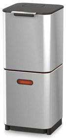 Oceľový odpadkový kôš na triedený odpad v striebornej farbe 40 l Totem Compact – Joseph Joseph