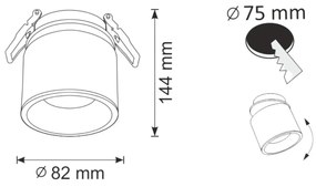 Skryté stropné svietidlo HARON GU10 Tuba Spot Moving Round White GOLDLUX