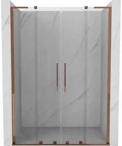Mexen Velar L Duo, posuvné sprchové dvere do otvoru 160 cm, 8mm číre sklo, ružové zlato, 871-160-003-02-60