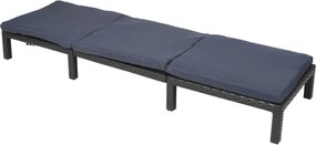 Záhradné lehátko HWC-A51 - polyratan, sivé vankúše basic 5cm - antracit