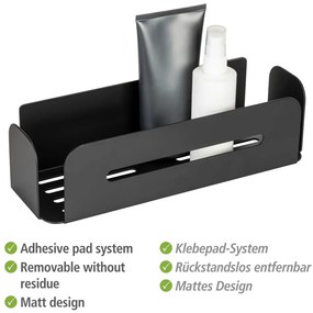 Matne čierna samodržiaca kovová kúpeľňová polička Bivio – Wenko