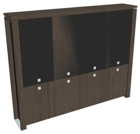 Vysoká skriňa Verno+ S 260 x 46 x 210 cm, kombinované dvere, dub antracit / čierna