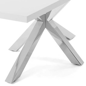 Biely jedálenský stôl s antikoro podnožím Kave Home Arya, 160 x 100 cm