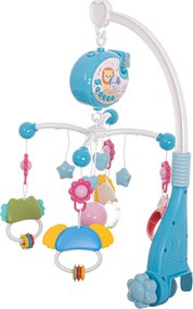 KIK Lullaby Star Design kolotoč nad postieľku s projektorom hviezd a diaľkovým ovládaním, modrý