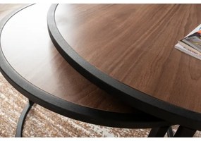 SADA 2x Odkladací stolík TAMBUR čierna/hnedá