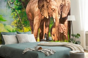 Samolepiaca tapeta slonia rodinka - 450x300