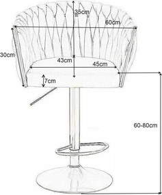 LuxuryForm DESIGN Barová stolička NORDEN VELUR na čiernej hranatej podstave - žltá