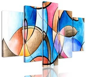 5-dielny obraz zobrazenie tvarov v abstraktnom prevedení