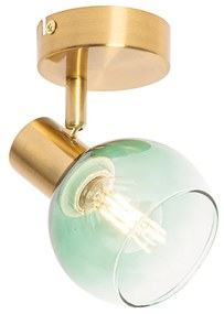 Art Deco bodové svetlo zlaté so zeleným sklom - Vidro