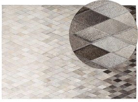 Kožený koberec 160 x 230 cm béžová/sivá MALDAN Beliani