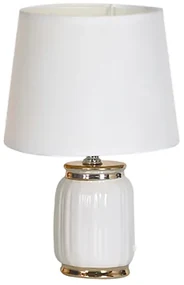 Stolná lampa glamour bielo-zlatá 26,5 cm