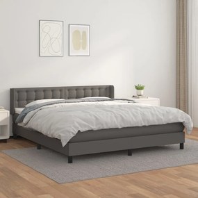 Boxspring posteľ s matracom sivá 160x200 cm umelá koža 3130791