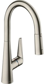 HANSGROHE Talis M51 páková drezová batéria s vyťažiteľnou sprškou s prepínaním, 2jet, výška výtoku 185 mm, vzhľad nerezovej ocele, 72813800