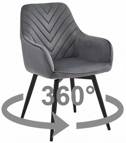 Otočná jedálenská stolička NANA360 VELVET, tmavosivá