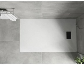 Mexen Hugo, obdĺžniková sprchová vanička SMC 150 x 70 cm, biela, čierna krytka, 42107015-B