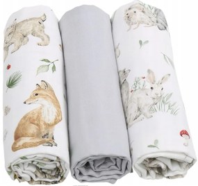 Detské mušelínové plienky BABYMAM PREMIUM 60x75 cm - sada 3 ks - Lesné zvieratká