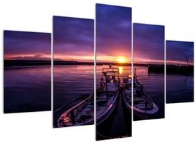 Obraz rybárskych lodí v prístave (150x105 cm)