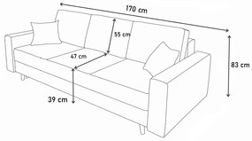 Pohovka TOM 3, 170x72, Dolaro 33