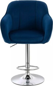 LuxuryForm DESIGN Barová stolička AVOLA VELUR na striebornom tanieri - modrá