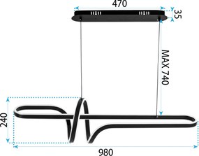 Toolight Toolight, LED stropné osvetlenie 98cm, 100W, 4000K, G038-CP, čierna matná, OSW-06305