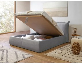 Svetlosivá čalúnená dvojlôžková posteľ s úložným priestorom s roštom 180x200 cm Jade – Bobochic Paris