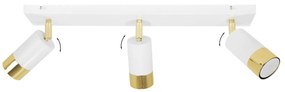 Stropné svietidlo HUGO, 3x biele/zlaté kovové tienidlo, (možnosť polohovania)