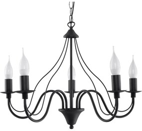 Čierne stropné svietidlo Sollux Floriano 5