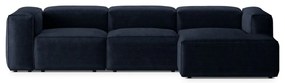 Tmavomodrá menčestrová rohová pohovka (pravý roh/s leňoškou) Bergamo – Cosmopolitan Design