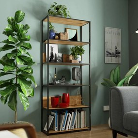 Industriálny regál Lamon 80 cm čierny/dub craft