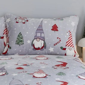 Sivé obliečky na dvojlôžko/predĺžené z mikroplyšu 230x220 cm Festive Gnomes – Catherine Lansfield