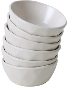 Súprava 6 kameninových misiek Facetta 12 cm, krémová