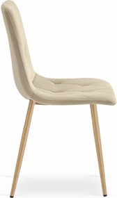 LEOBERT Čalúnená zamatová stolička - prešívaná, béžová