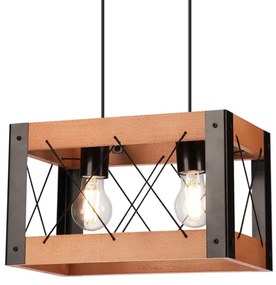 Luster na lanku FRIDA 2xE27/60W/230V čierna/hnedá buk