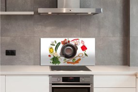Sklenený obklad do kuchyne Lyžica paradajky petržlen 140x70 cm
