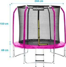 Marimex | Trampolína Marimex Standard 244 cm ružová + ochranná sieť + rebrík ZADARMO | 19000110