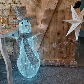 DECOLED Světelný sněhulák 107cm, ledově bílá