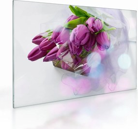 Sklenený obraz - kytice tulipánov (70x50 cm)