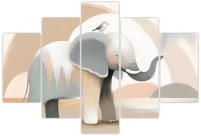Obraz - Slon v pastelových farbách (150x105 cm)