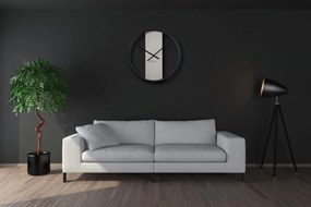 Dekorstudio Kovové hodiny s dubovým drevom LOFT OVAL dub bielený