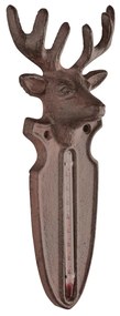 Nástenný teplomer Deer, 22x9,5 cm, liatina, hnedá
