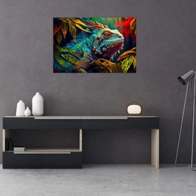 Obraz - Farebný leguán (90x60 cm)