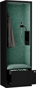 Akustická kabína SALLY MentalBox 600 mm – čierny korpus, zelené sedadlo